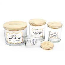 松木(mù)蓋透明(míng)玻璃蠟燭罐