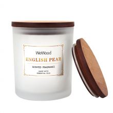 白(bái)色蒙砂玻璃燭台容器(qì)帶木(mù)蓋